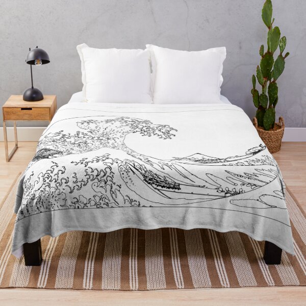 Item preview, Great Wave Outline Black and White designed and sold by ind3finite.