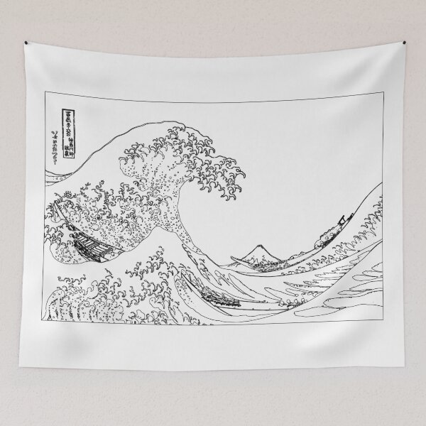 Item preview, Great Wave Outline Black and White designed and sold by ind3finite.