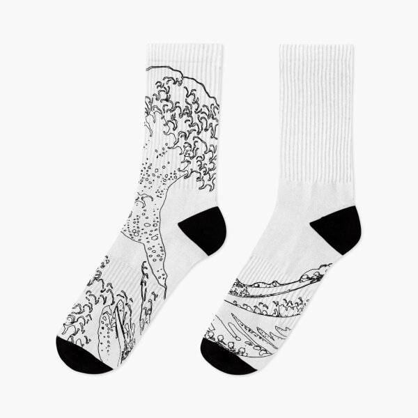 Item preview, Great Wave Outline Black and White designed and sold by ind3finite.