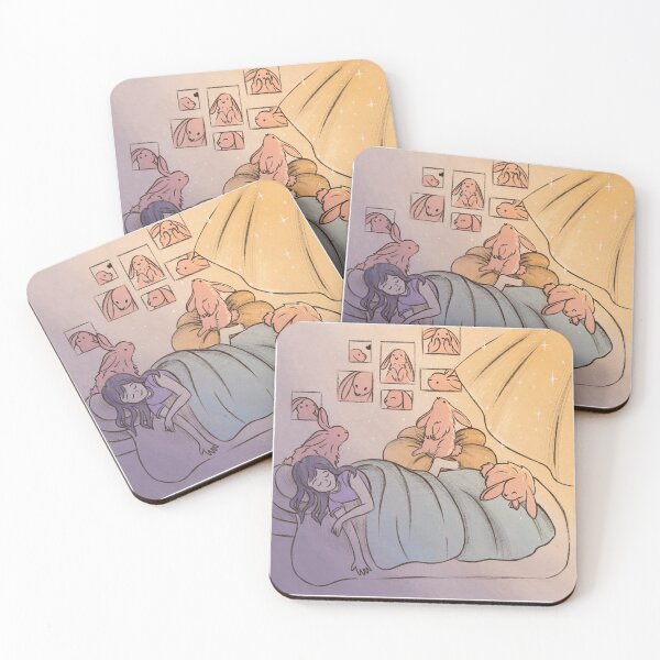 Item preview, Watercolor illustration print girl sleeping in a cute room with rabbits designed and sold by Sundyedie.