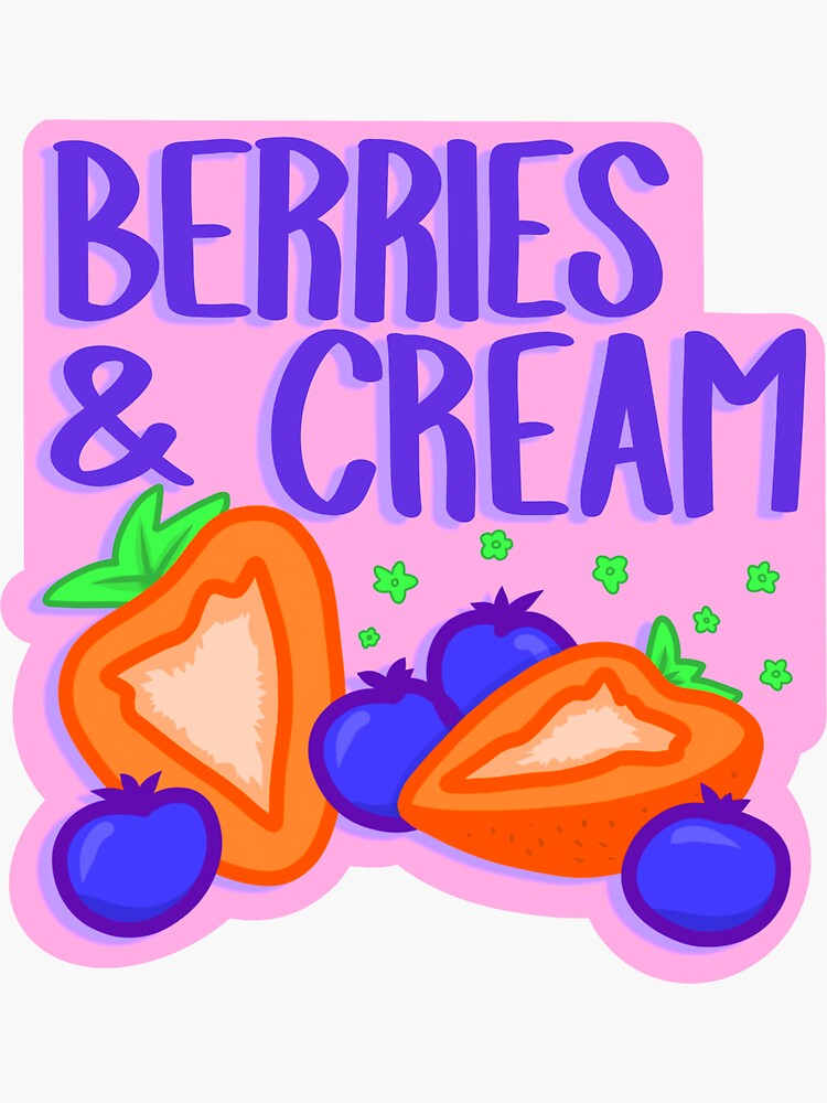 "Berries and Cream Sticker" Sticker for Sale by pinkbunnyart Redbubble