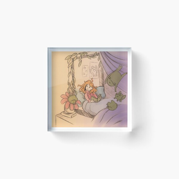 Item preview, Watercolor illustration print girl in a cute room with frogs, cozy room designed and sold by Sundyedie.
