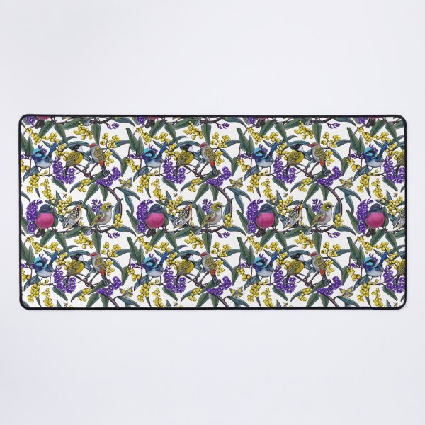 Small Bird Medley Repeated Pattern by Australian artist Laural Retz Desk Mat