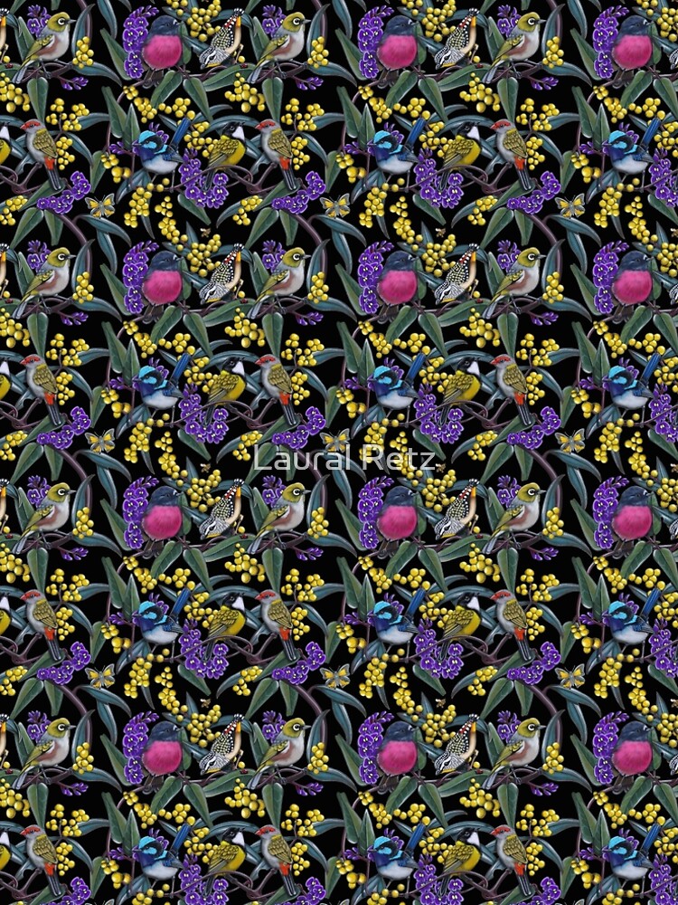 Thumbnail 4 of 4, A-Line Dress, Small Bird Medley Repeated Pattern by Australian artist Laural Retz designed and sold by lauralretz.