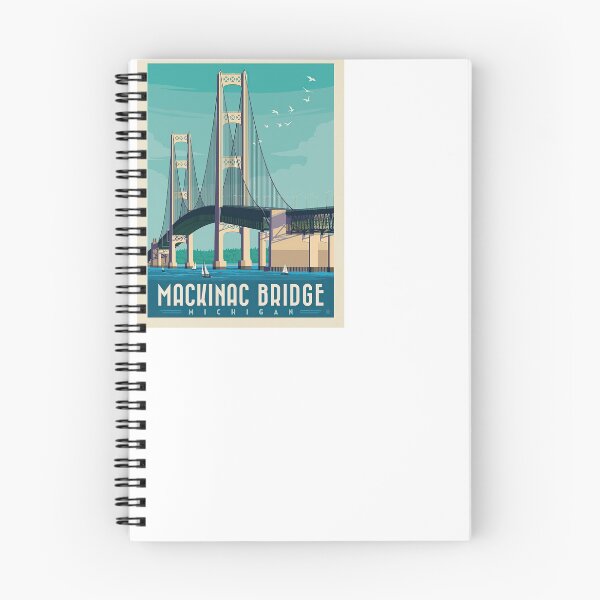 Item preview, Mackinac Bridge Vintage Poster, Michigan USA Print Poster, Experience Personalized Gifts, USA Travel Poster Map, Minimalist Wall Art Framed designed and sold by DojiHome.