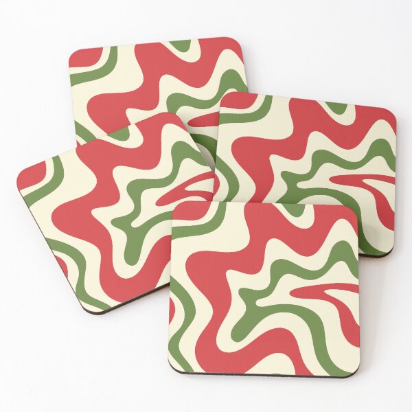 Item preview, Liquid Swirl Abstract Christmas Pattern Square in Retro Red Green Cream designed and sold by kierkegaard.