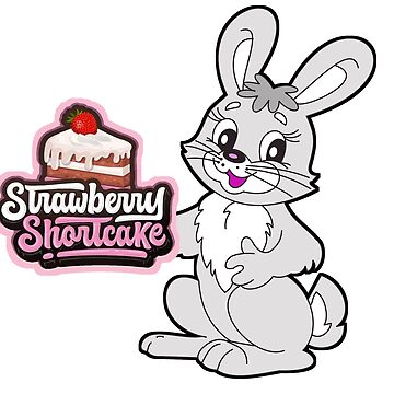 Strawberry shortcake with cute Bunny, kawaii rabbit with cake