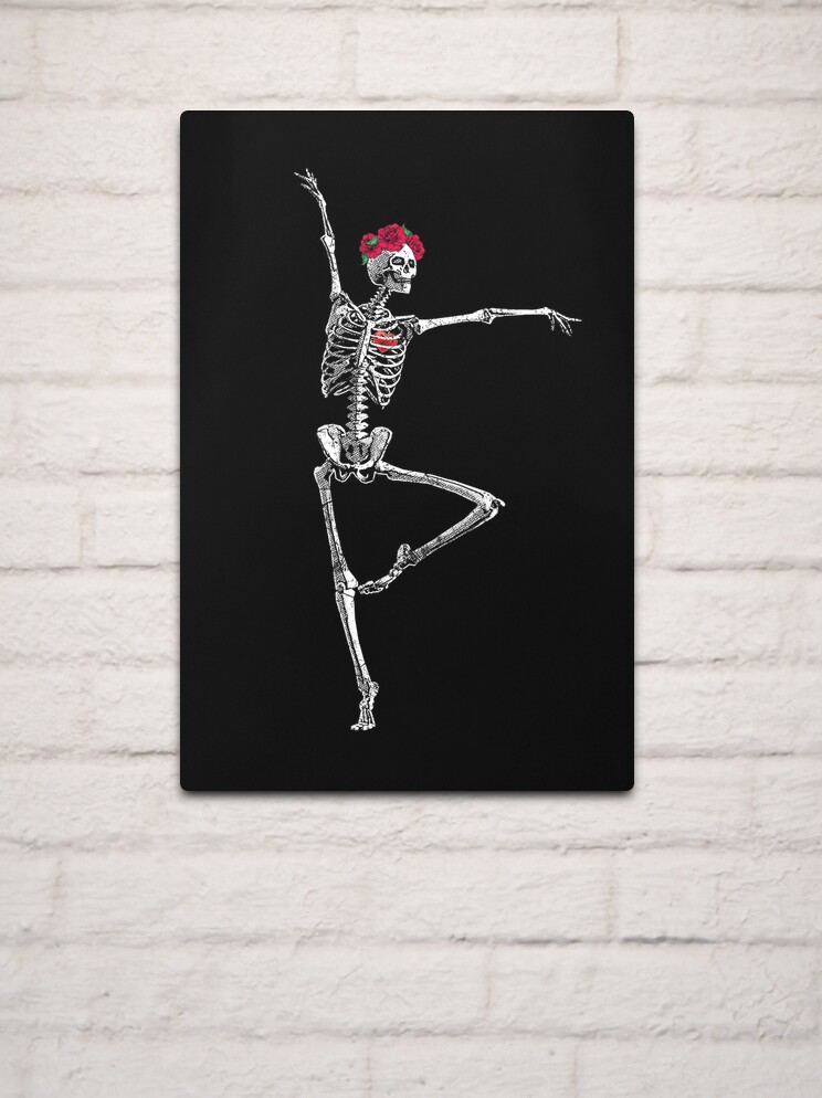 Impression métallique for Sale avec l'œuvre « Danseurs de tango squelettes  Halloween Danse de la mort » de l'artiste aronia