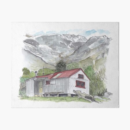 Item preview, Douglas Rock Hut - Aspiring National Park Watercolour designed and sold by Tom Napper Design.