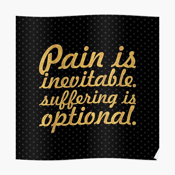 Poster La Douleur Est Inevitable Haruki Murakami Citation Inspirante Par Powerofwordss Redbubble
