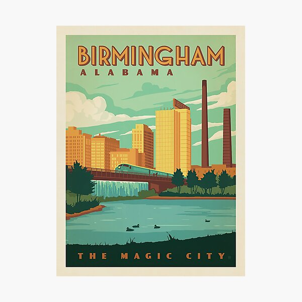 Item preview, Birmingham Vintage Poster, Alabama USA Print, Our First Home Gifts, Framed Canvas Wall Art Abstract, Office Home Wall Decor designed and sold by DojiHome.