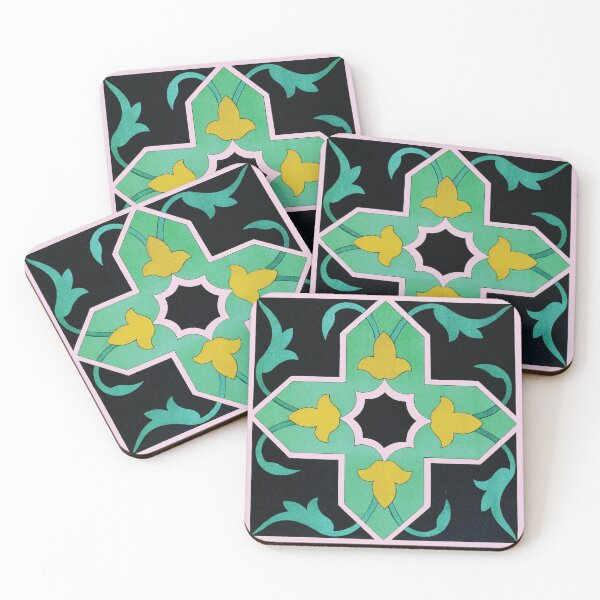 Item preview, Green Teal Pink Ornamental Tile designed and sold by hockeng.