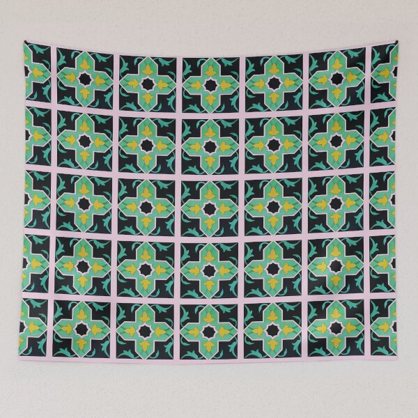 Item preview, Green Teal Pink Ornamental Tile designed and sold by hockeng.