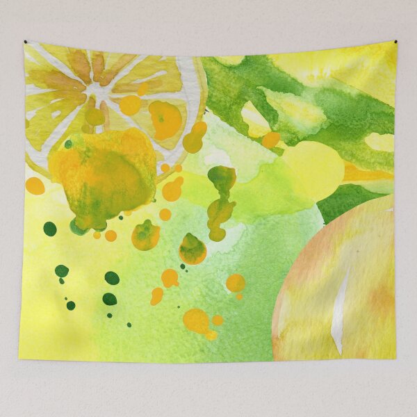 Item preview, Lemon Lime Citrus Art on Abstract Yellow and Green Background (1of4) designed and sold by DzineVine.