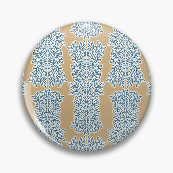 Item preview, Beautiful symmetrical leaves line art, arranged in a pattern, in orange and blue designed and sold by CiniArt.