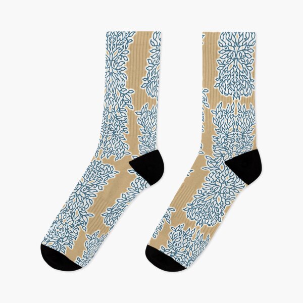 Item preview, Beautiful symmetrical leaves line art, arranged in a pattern, in orange and blue designed and sold by CiniArt.