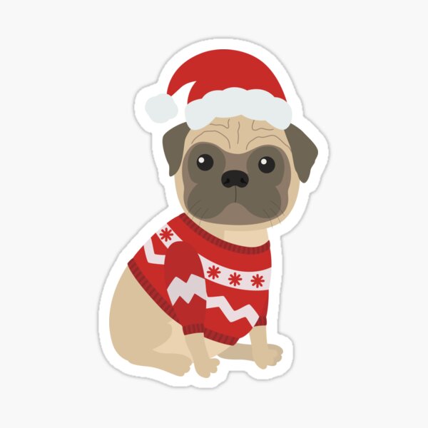 Christmas Pug Santa Claus Sticker