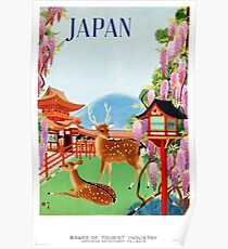 Vintage Japan Temple Travel Poster Poster