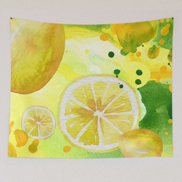 Item preview, Lemon Lime Citrus Art on Abstract Yellow and Green Background (2of4) designed and sold by DzineVine.