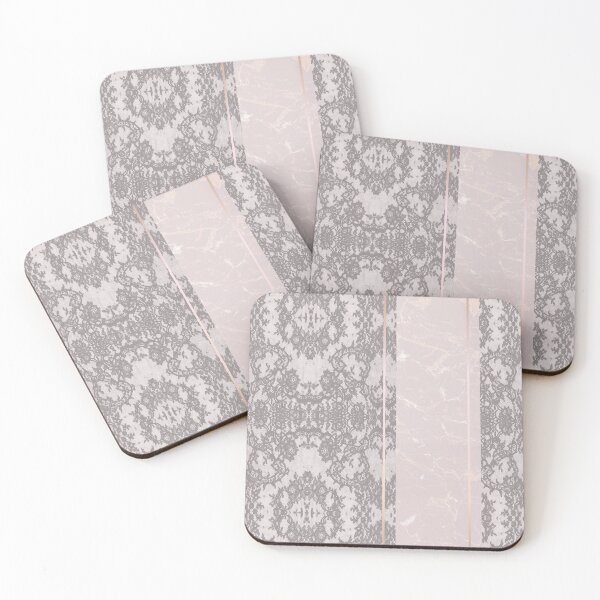 Item preview, Chic Pastel Light Candy Pink Rosegold Geometric Floral Lace and Marble Pattern  designed and sold by LaceySkies.
