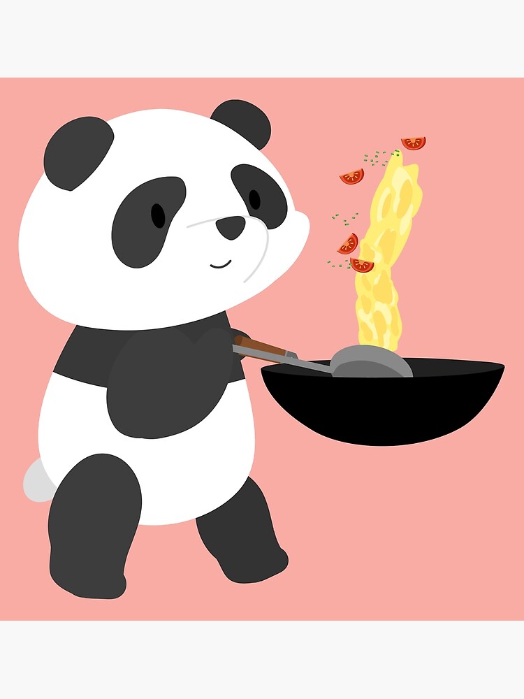 "Panda Cooking Scrambled Eggs" Poster for Sale by JirayCreations