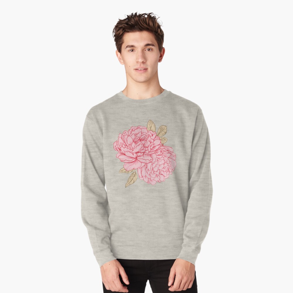 Pink Peonies Pullover Sweatshirt