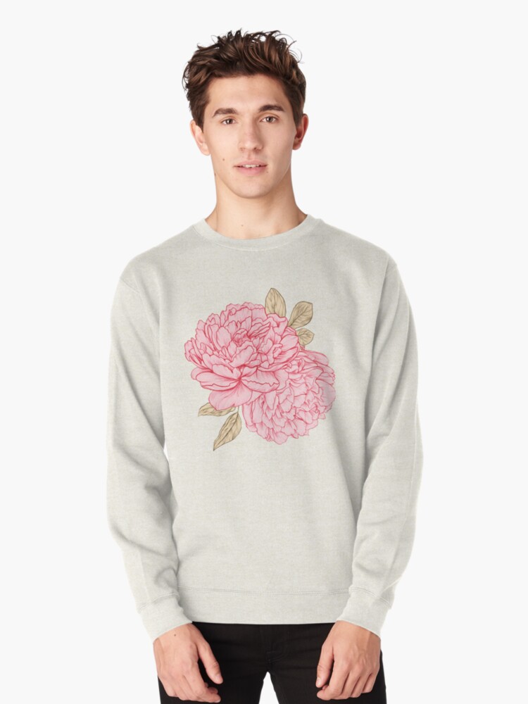 Thumbnail 1 of 5, Pullover Sweatshirt, Pink Peonies designed and sold by LauraOConnor.