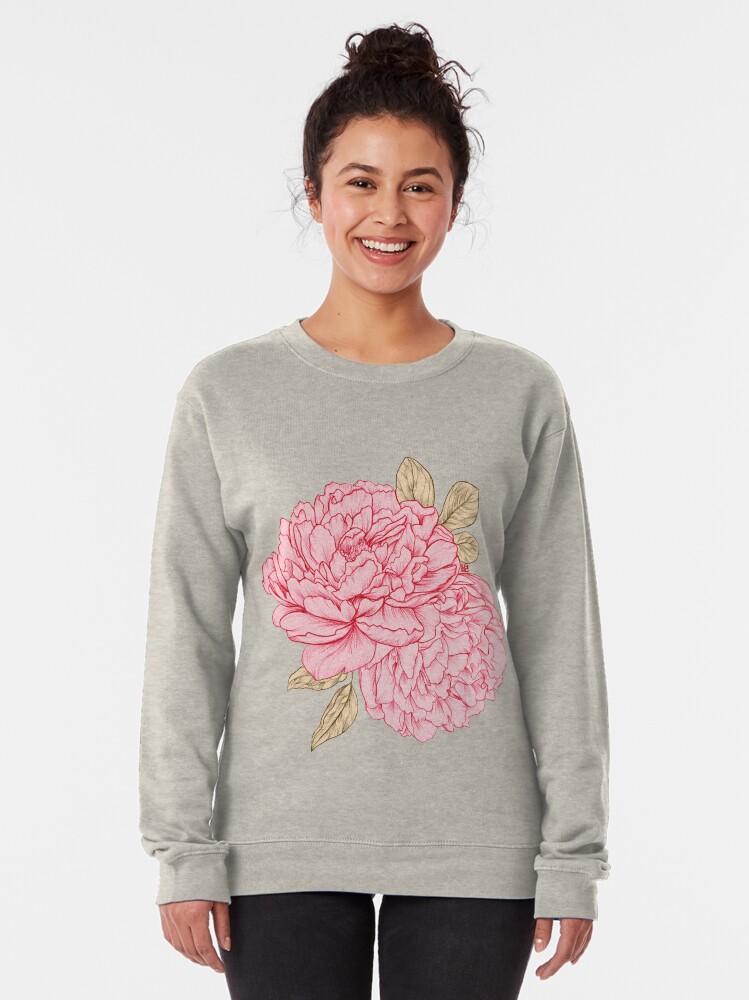 Thumbnail 2 of 5, Pullover Sweatshirt, Pink Peonies designed and sold by LauraOConnor.