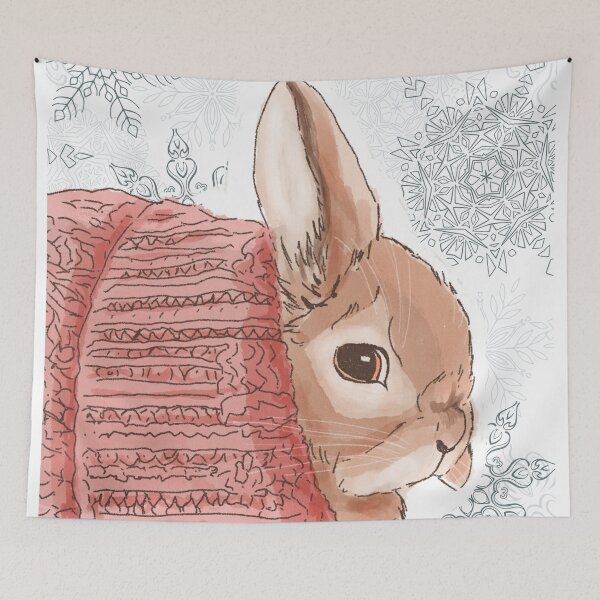 Item preview, I am cold - Cute bunny wrapped in a woolen hat, ready for winter designed and sold by BunnyBizarre.