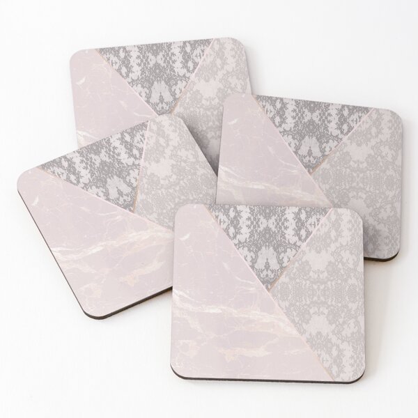 Item preview, Chic Pastel Rose Candy Pink Rosegold Geometric Floral Lace and Marble Pattern  designed and sold by LaceySkies.