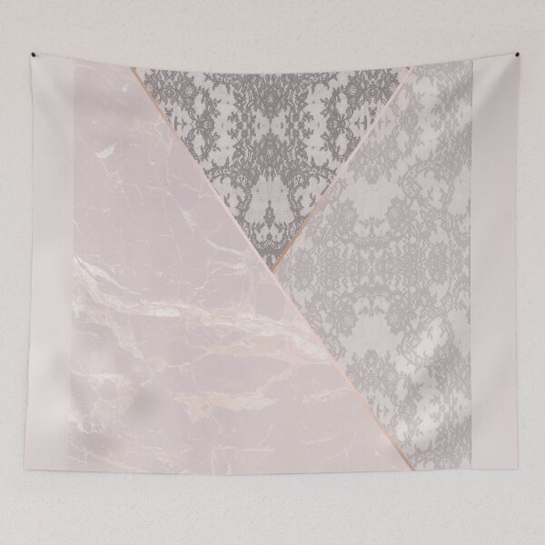 Item preview, Chic Pastel Rose Candy Pink Rosegold Geometric Floral Lace and Marble Pattern  designed and sold by LaceySkies.