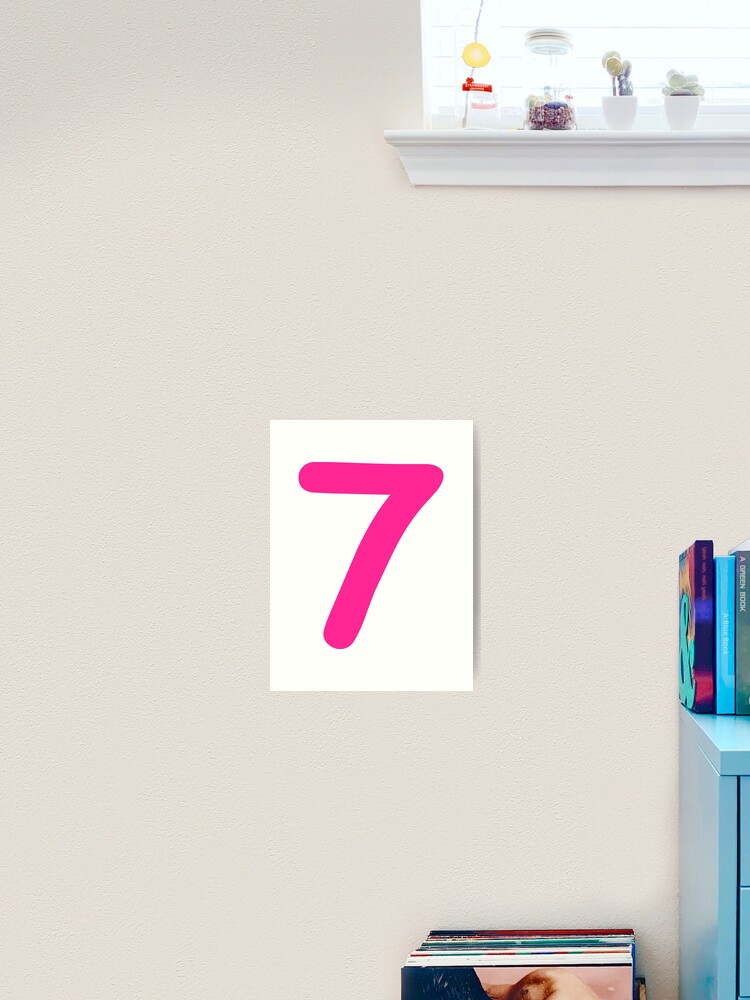 Pink Number 7 Seven Funny Birthday Gift Art Print
