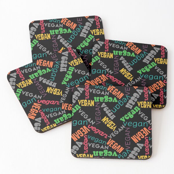 Item preview, Vegan Pattern Retro Fonts Black Rainbow designed and sold by cashewdays.