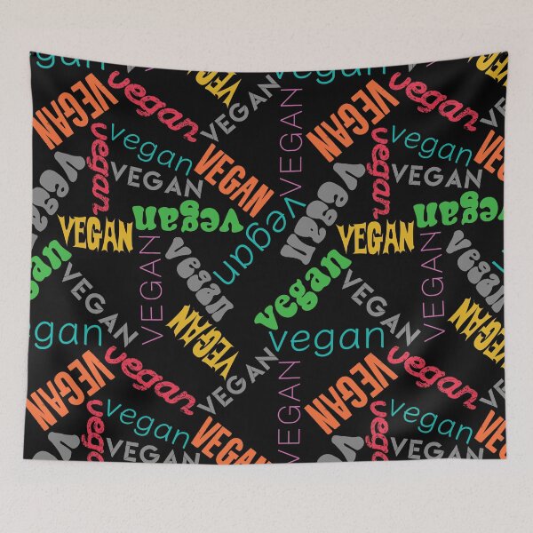 Item preview, Vegan Pattern Retro Fonts Black Rainbow designed and sold by cashewdays.