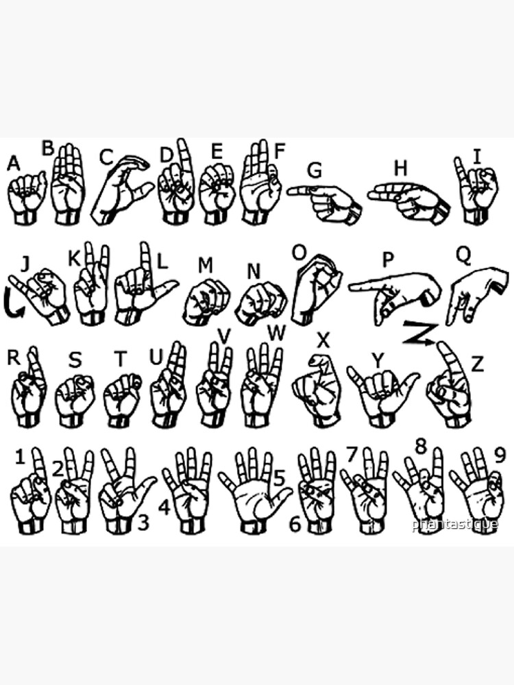 american sign language alphabet sticker by phantastique redbubble