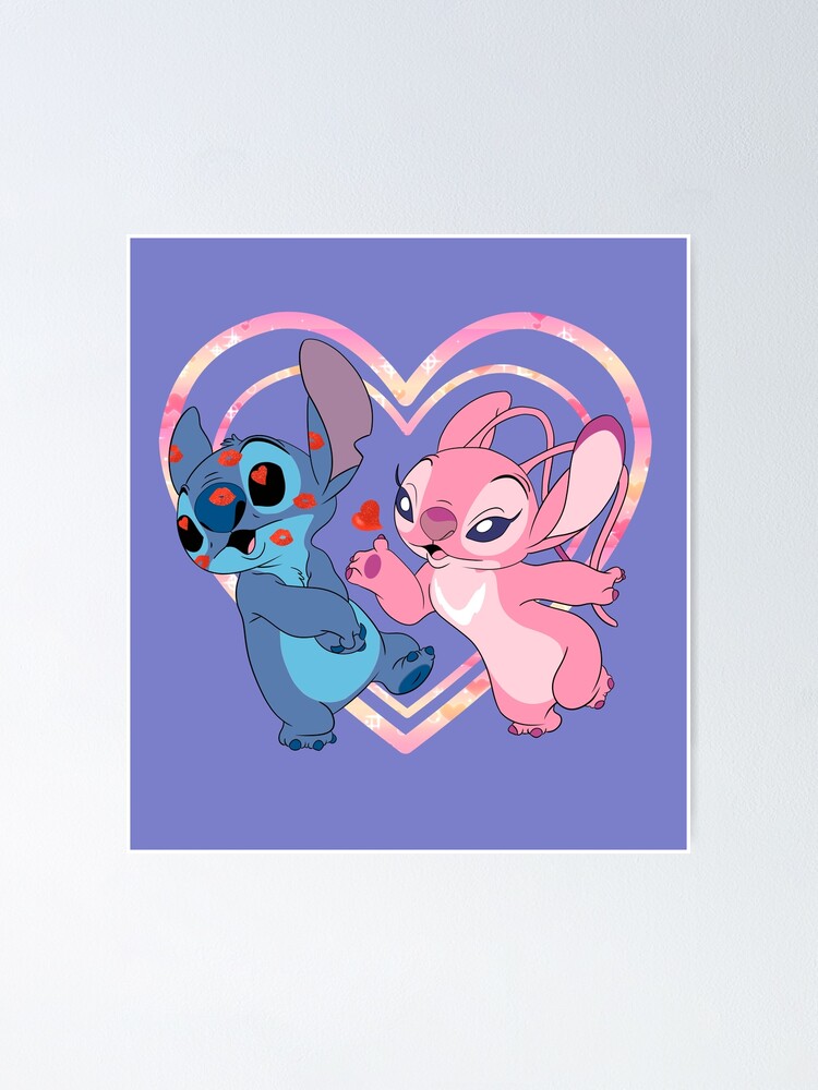 Stitch & Angel Kiss Poster for Sale by FalChi