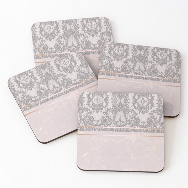 Item preview, Chic Pastel Light Candy Pink Rosegold Geometric Floral Lace and Marble Pattern  designed and sold by LaceySkies.