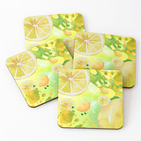 Item preview, Lemon Lime Citrus Art on Abstract Yellow and Green Background (3of4) designed and sold by DzineVine.
