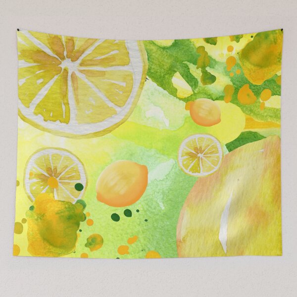 Item preview, Lemon Lime Citrus Art on Abstract Yellow and Green Background (3of4) designed and sold by DzineVine.
