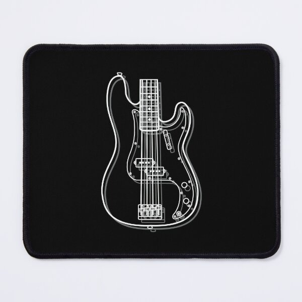 P-Style Bass Guitar Body Outline Dark Theme Mouse Pad