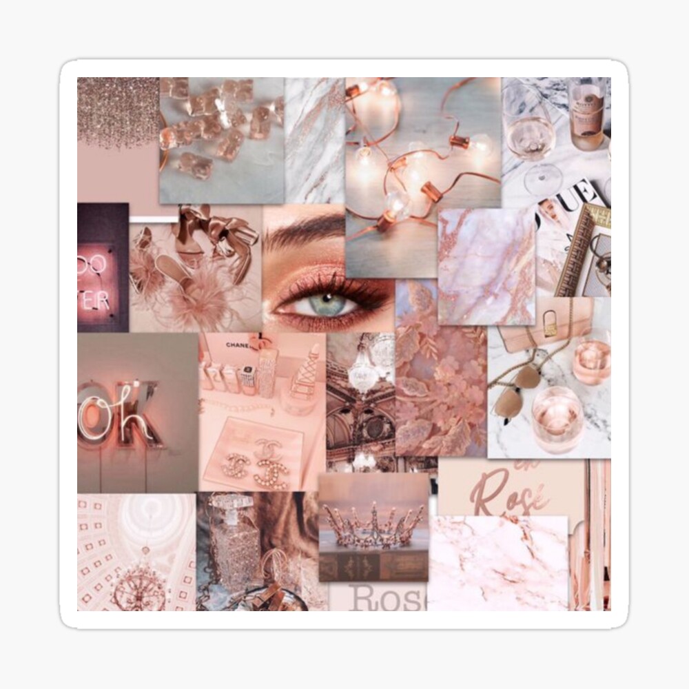 100 PCS Rose Gold Wall Collage Kit Boujee Rose Gold Aesthetic 