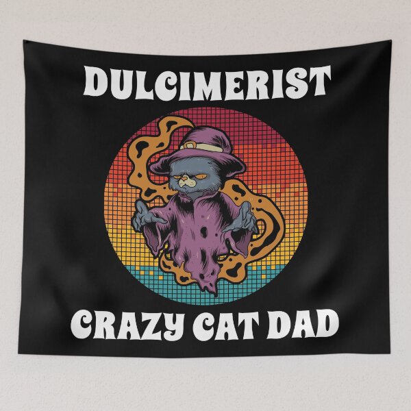 Item preview, Dulcimerist Crazy Cat Dad Groovy Halloween Party Retro Vintage designed and sold by ojdart.