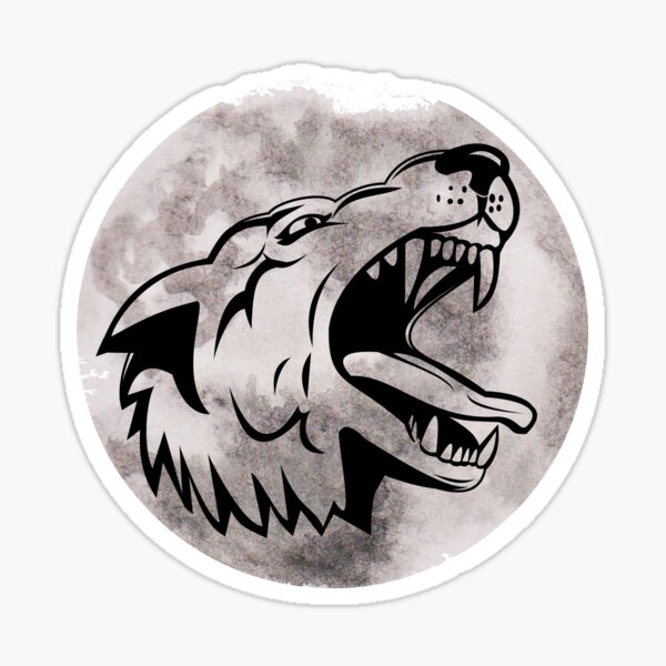 Angry Wolf Head Logo With Gray Background Sticker
