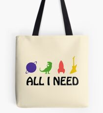 All I Need (Planet, Dinosaur, Rocket, Guitar) Tote Bag