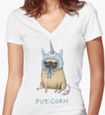 Pugicorn - Fawn Women's Fitted V-Neck T-Shirt