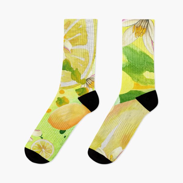 Item preview, Lemon Lime Citrus with Blossoms on Abstract Yellow and Green Background (4of4) designed and sold by DzineVine.