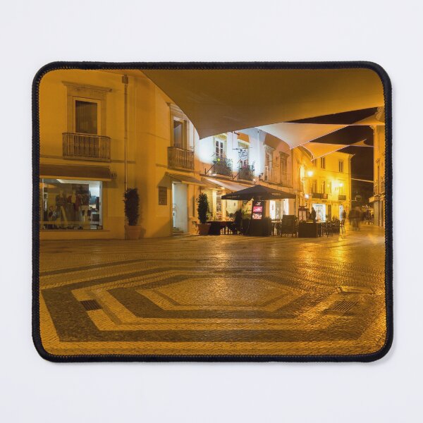 Item preview, Charming Faro Algarve Portugal - Nighttime Shopping Street with a Cool Pentagon Calcada Pattern designed and sold by Georgia Mizuleva.