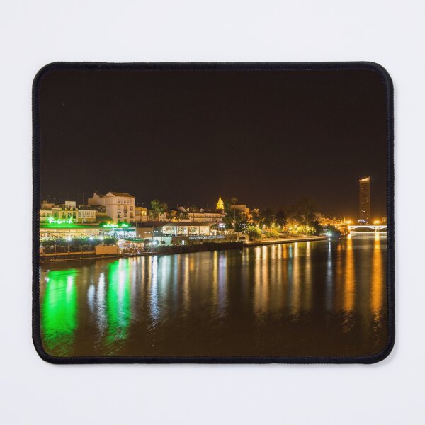 Item preview, Rich Velvety Currents - Guadalquivir River Waterfront Bars and Restaurants and Triana Bridge designed and sold by Georgia Mizuleva.
