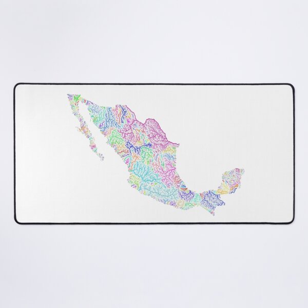 Item preview, Mexico River Basin Map in Rainbow Colours with White Background designed and sold by GrasshopperGeo.