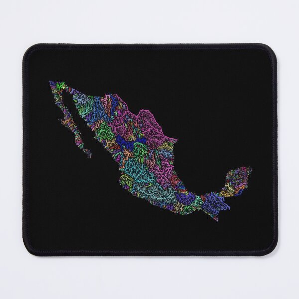 Item preview, Mexico River Basin Map in Rainbow Colours with Black Background designed and sold by GrasshopperGeo.